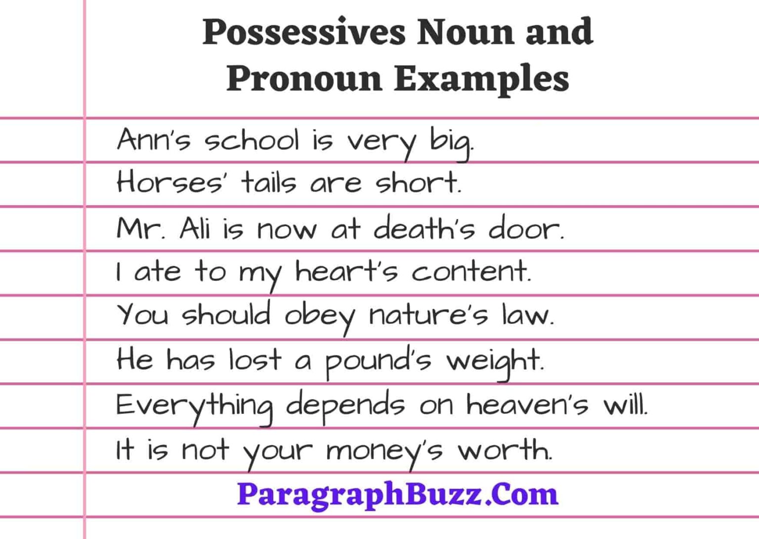 50 Possessives Noun And Pronoun Examples In Sentence